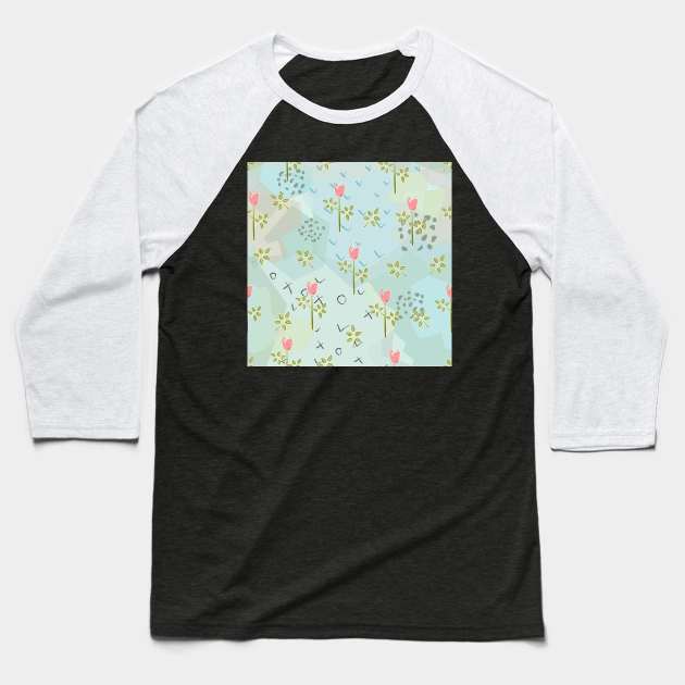 Flower Pattern Baseball T-Shirt by KristinaStellar 